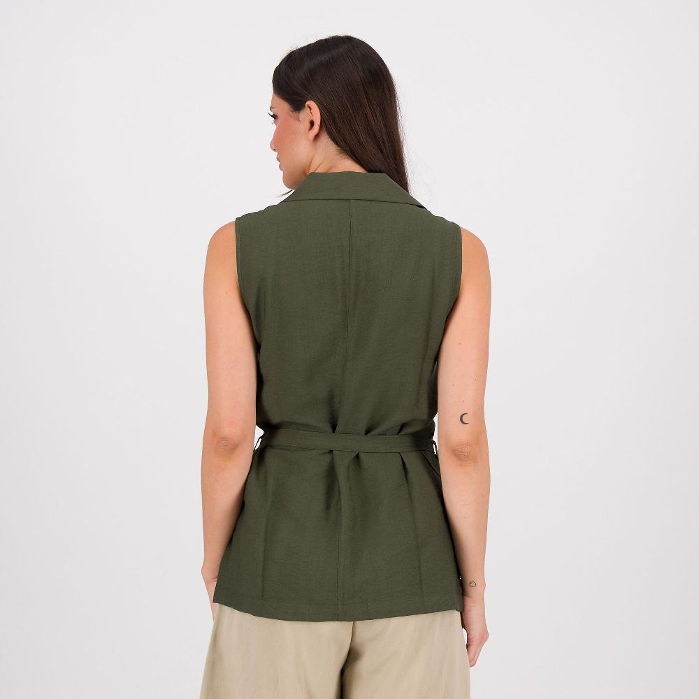 QVC Officina Della Moda Gilet Con Collo Rever In Tessuto Mosso Misto Viscosa