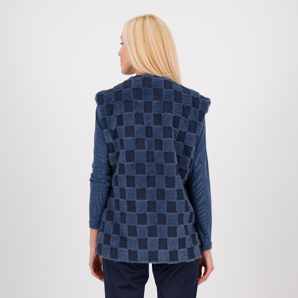 QVC Officina Della Moda Gilet Foderato In Pelo Sintetico Effetto Scacchi