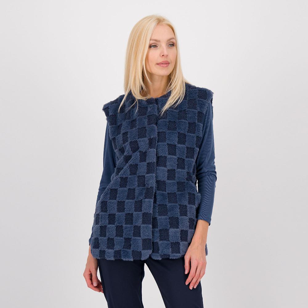 QVC Officina della Moda Gilet foderato in pelo sintetico effetto scacchi