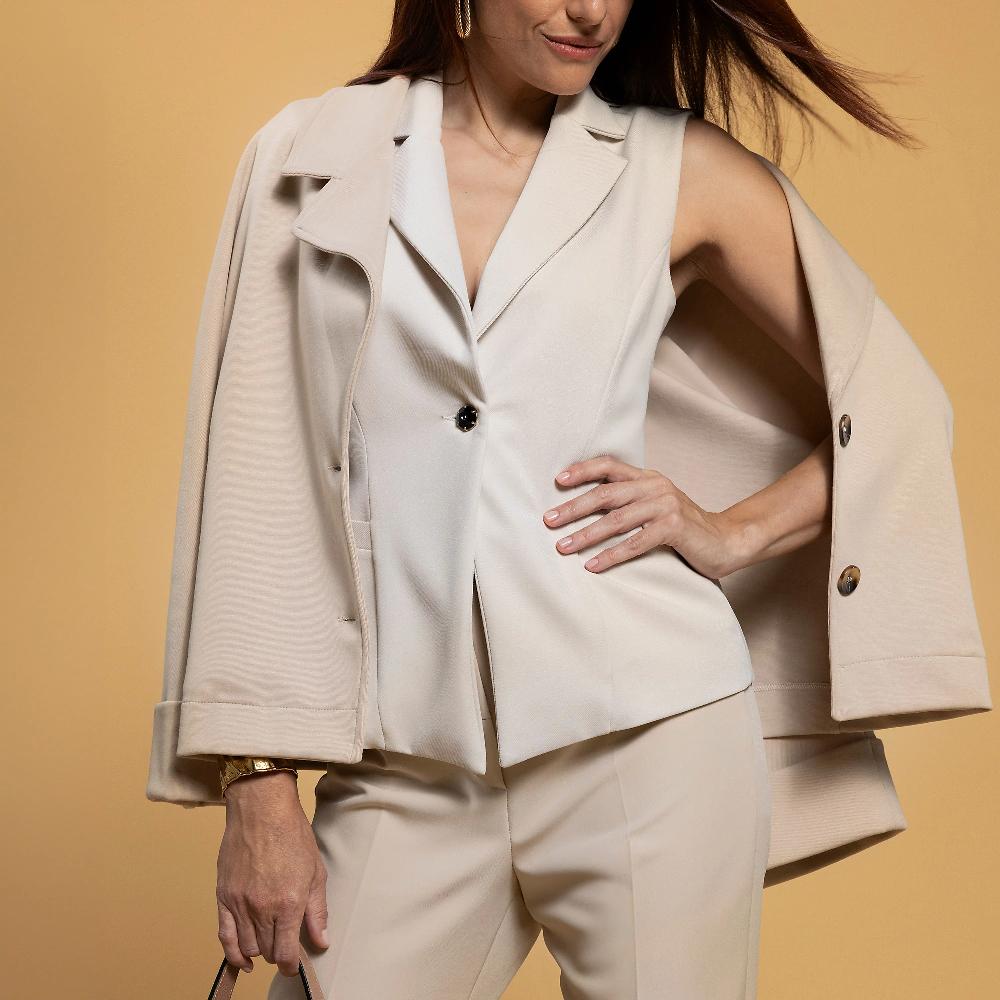 QVC Officina Della Moda Gilet In Cavallery Con Bottone Gioiello