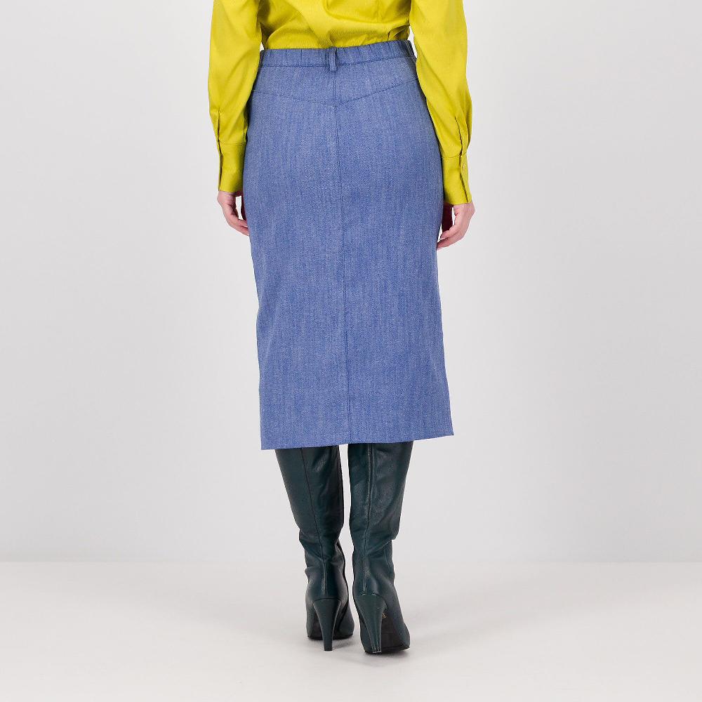 QVC Officina Della Moda Gonna Longuette In Jeans Con Spacco Davanti