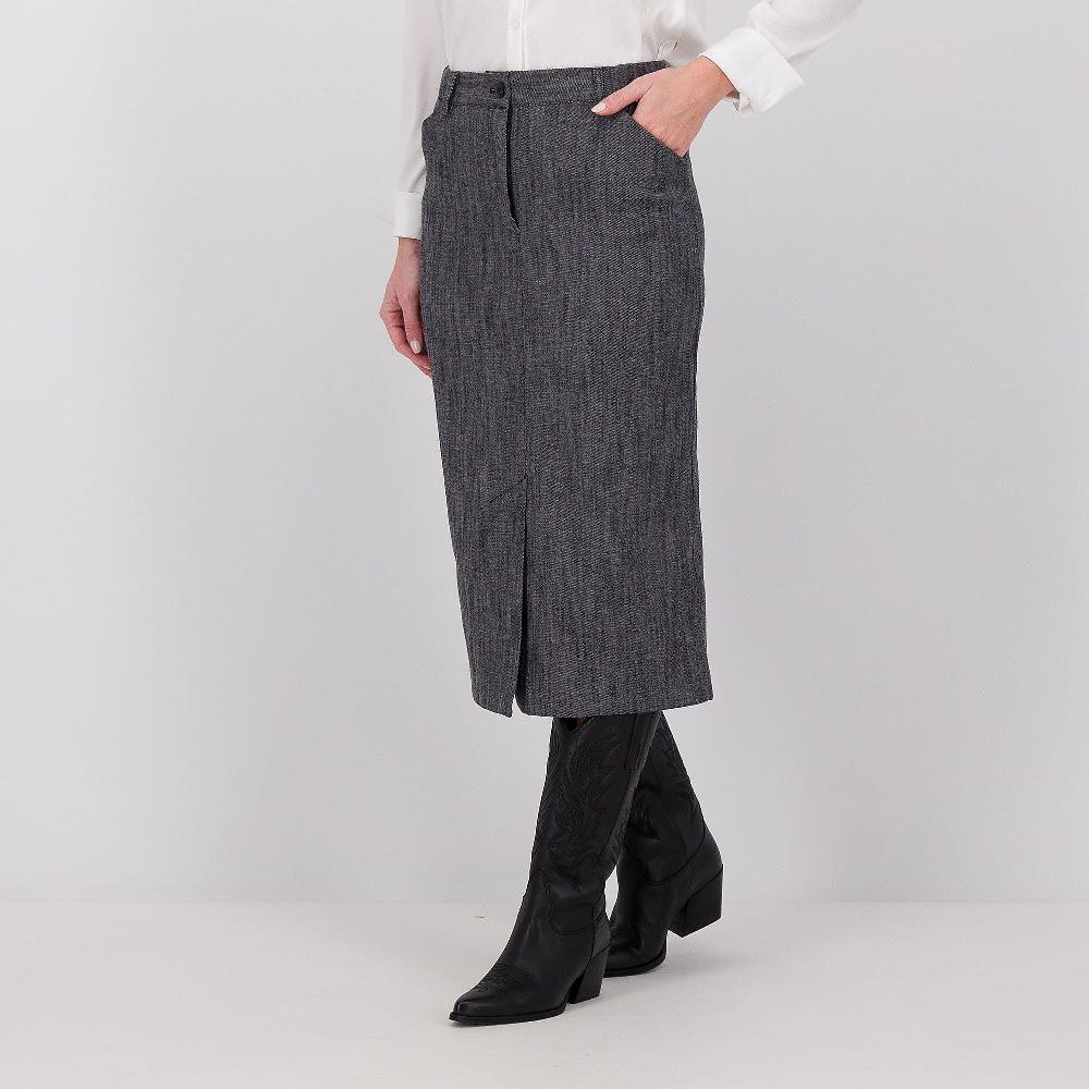 QVC Officina della Moda Gonna longuette in jeans con spacco davanti