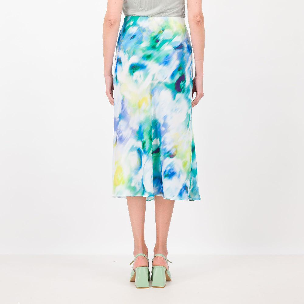 QVC Officina Della Moda Gonna Longuette In Raso Fantasia Elastico In Vita Made In Italy