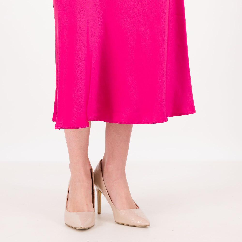 QVC Officina Della Moda Gonna Longuette In Raso Misto Viscosa Elastico In Vita Made In Italy
