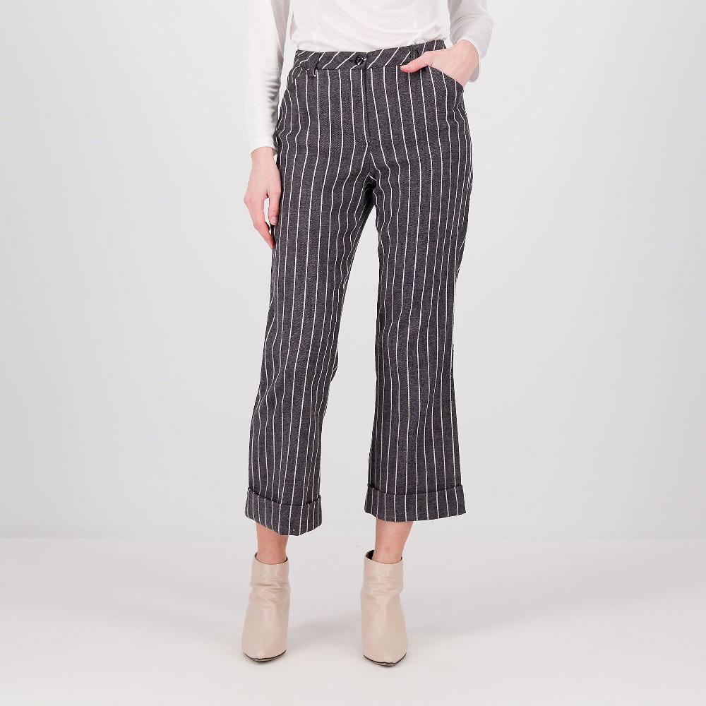 QVC Officina della Moda Jeans gessati lunghezza cropped con risvolto