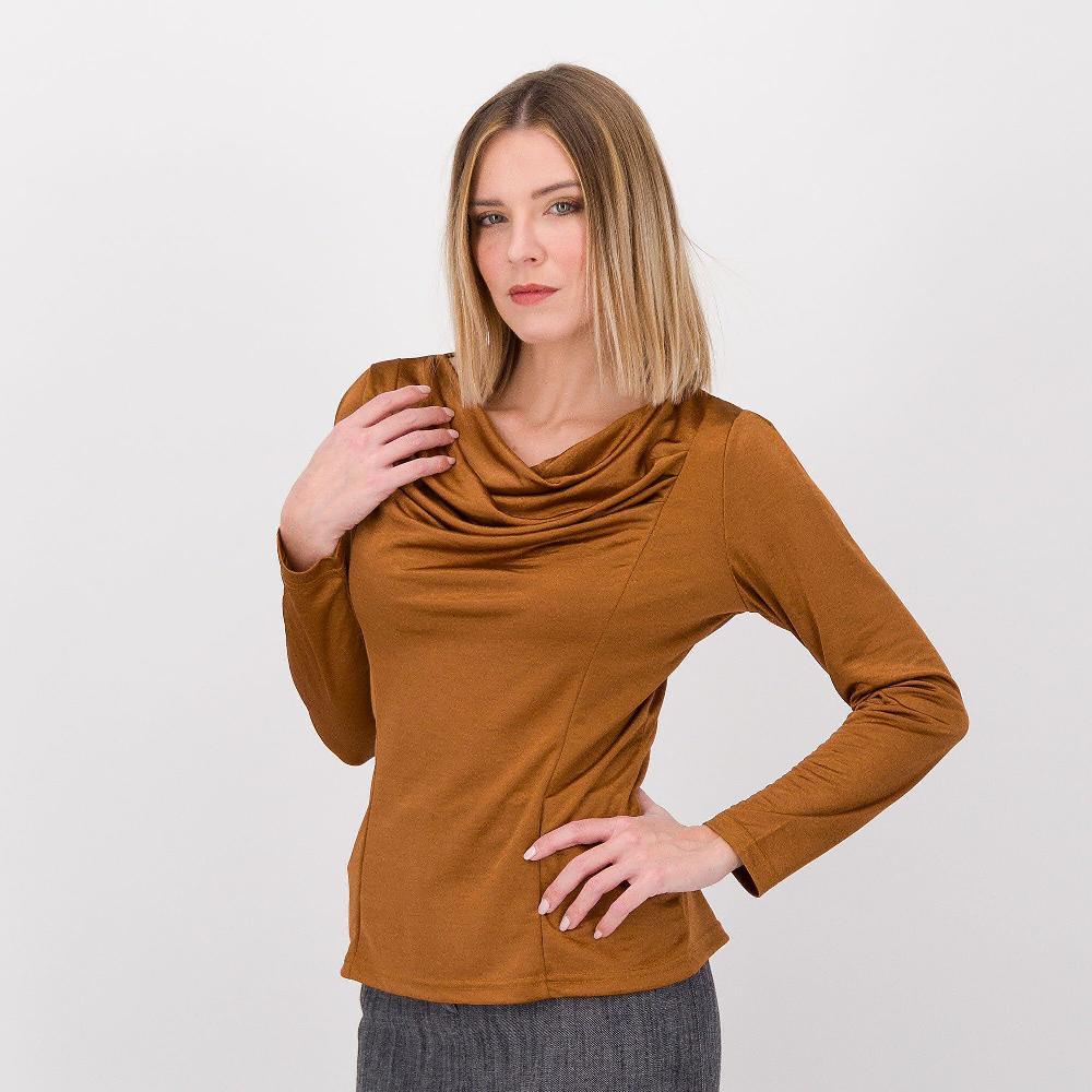 QVC Officina della Moda Maglia a manica lunga in jersey martellato lucido