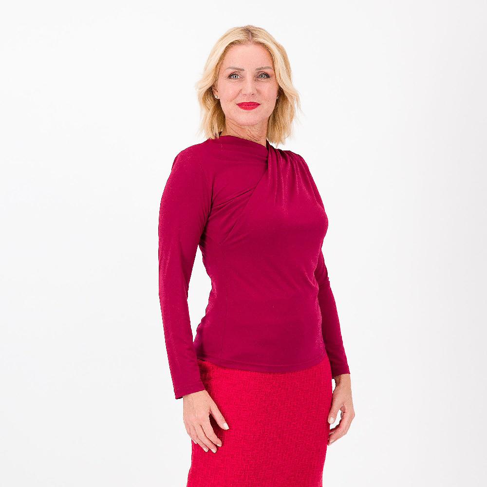 QVC Officina della Moda Maglia asimmetrica a maniche lunghe