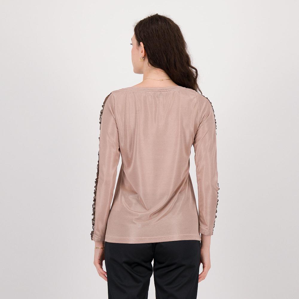 QVC Officina Della Moda Maglia Con Tulle Scollo A Barca E Maniche Lunghe