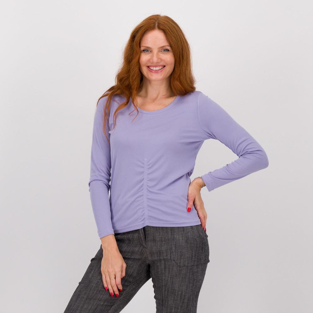 QVC Officina della Moda Maglia in costina misto modal scollo tondo