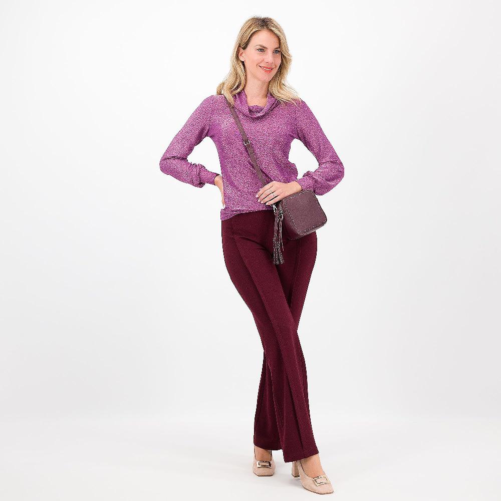 QVC Officina Della Moda Maglia In Jersey Lamé Con Maniche Balloon