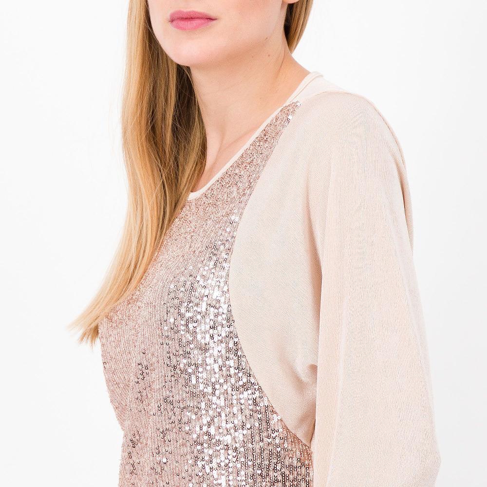 QVC Officina Della Moda Maglia In Jersey Lucido Con Paillettes