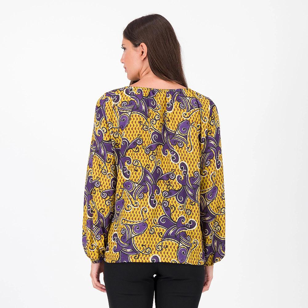 QVC Officina Della Moda Maglia In Raso Fantasia A Maniche Lunghe