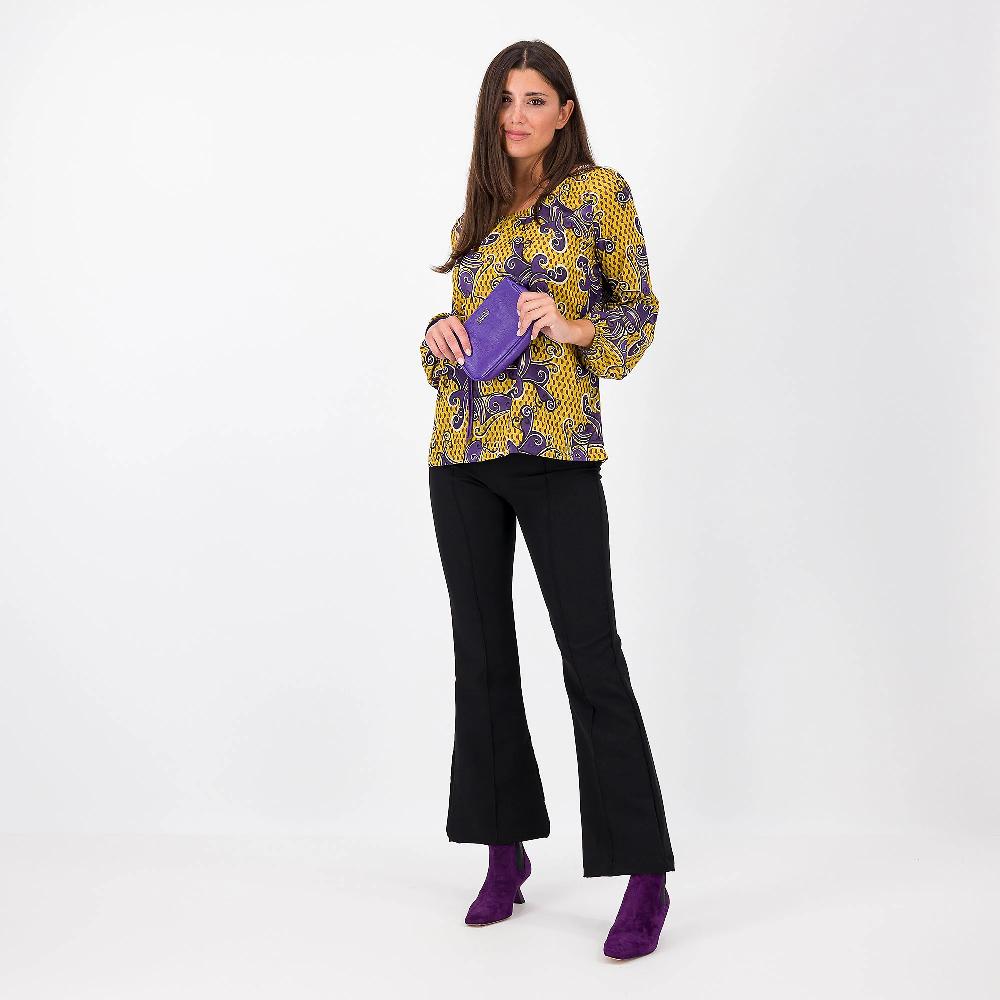QVC Officina Della Moda Maglia In Raso Fantasia A Maniche Lunghe
