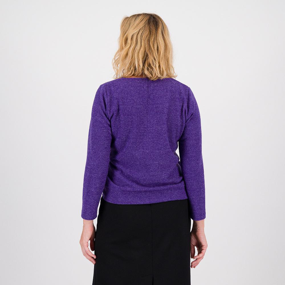 QVC Officina Della Moda Maglia Scollo A V Pelosetta Effetto Costina Misto Viscosa