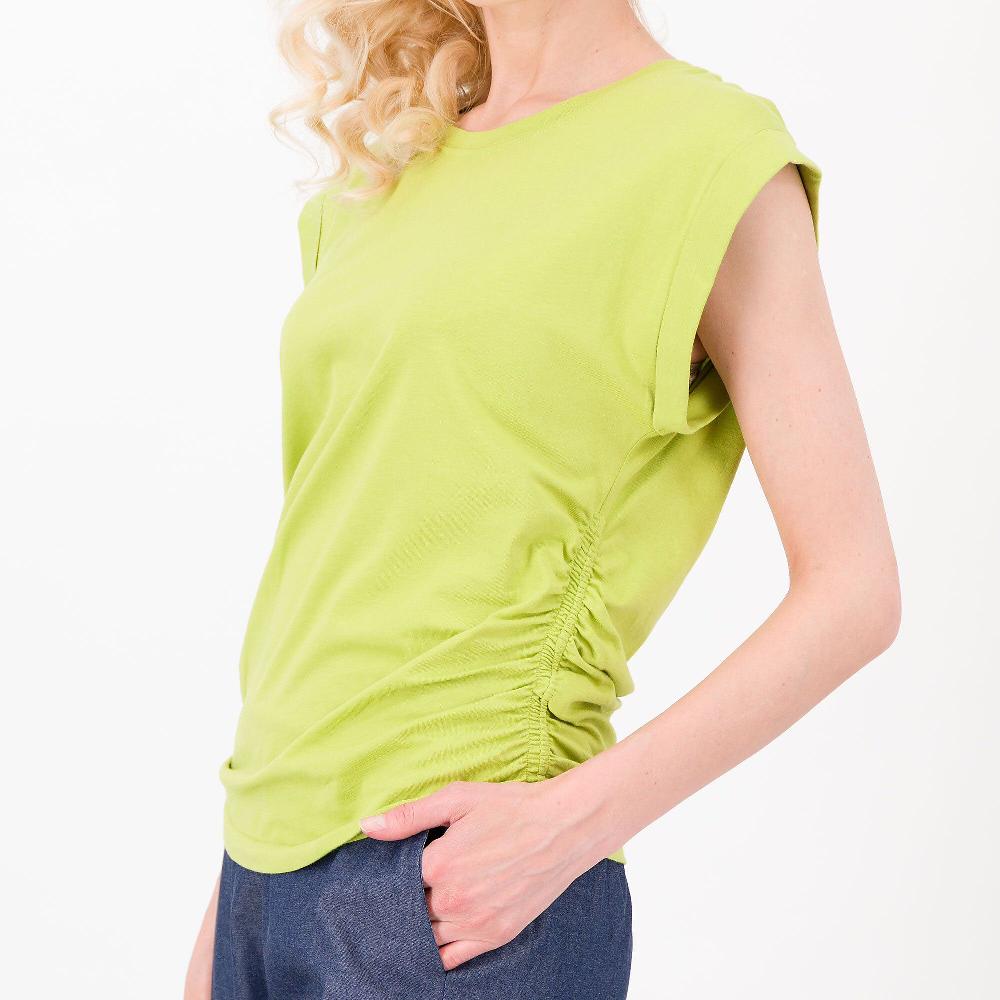 QVC Officina Della Moda Maglia Scollo Tondo Jersey 100% Cotone Arricciatura Laterale Made In Italy