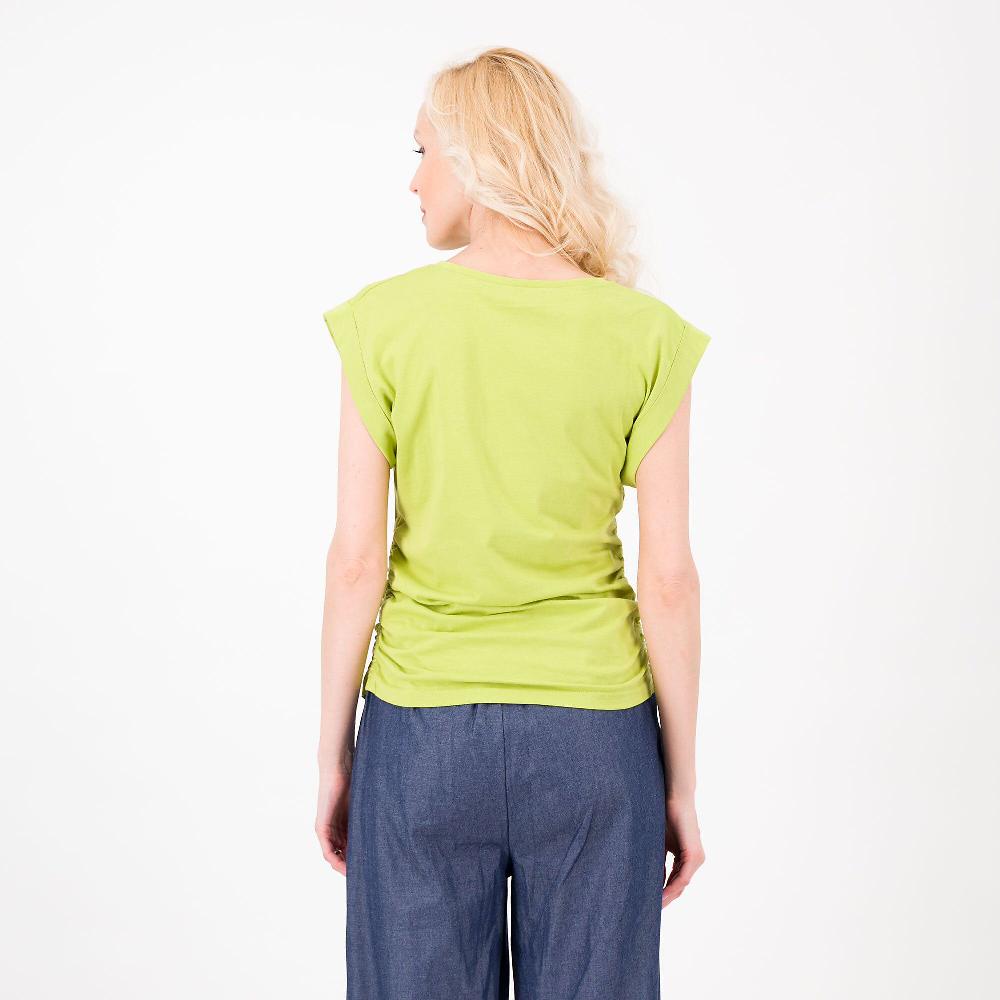 QVC Officina Della Moda Maglia Scollo Tondo Jersey 100% Cotone Arricciatura Laterale Made In Italy