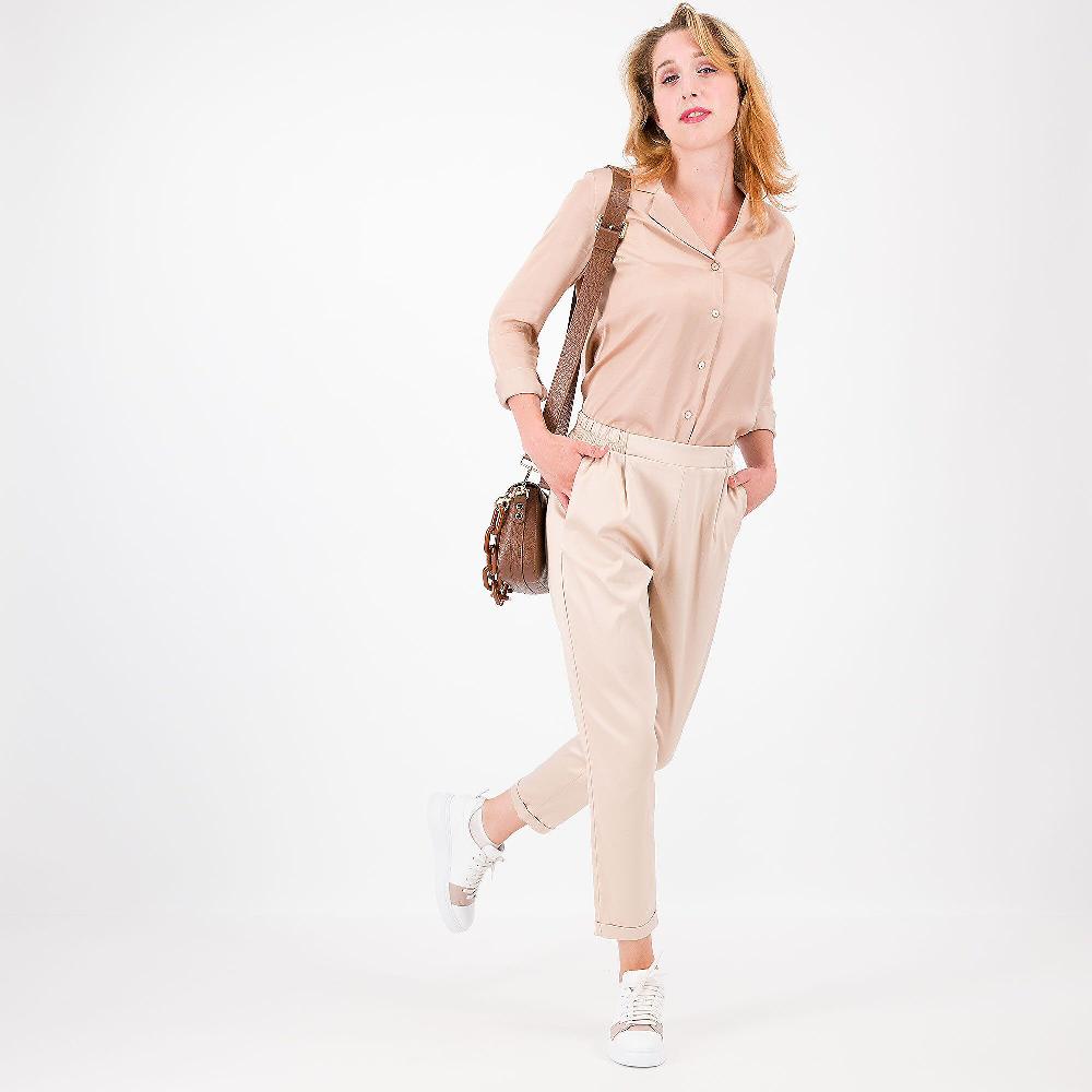 QVC Officina Della Moda Pantaloni A Carota In Raso Con Cotone