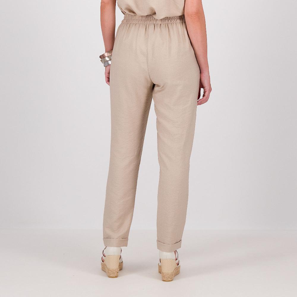 QVC Officina Della Moda Pantaloni A Carota In Tessuto Mosso Misto Viscosa E Accessorio Made In Italy