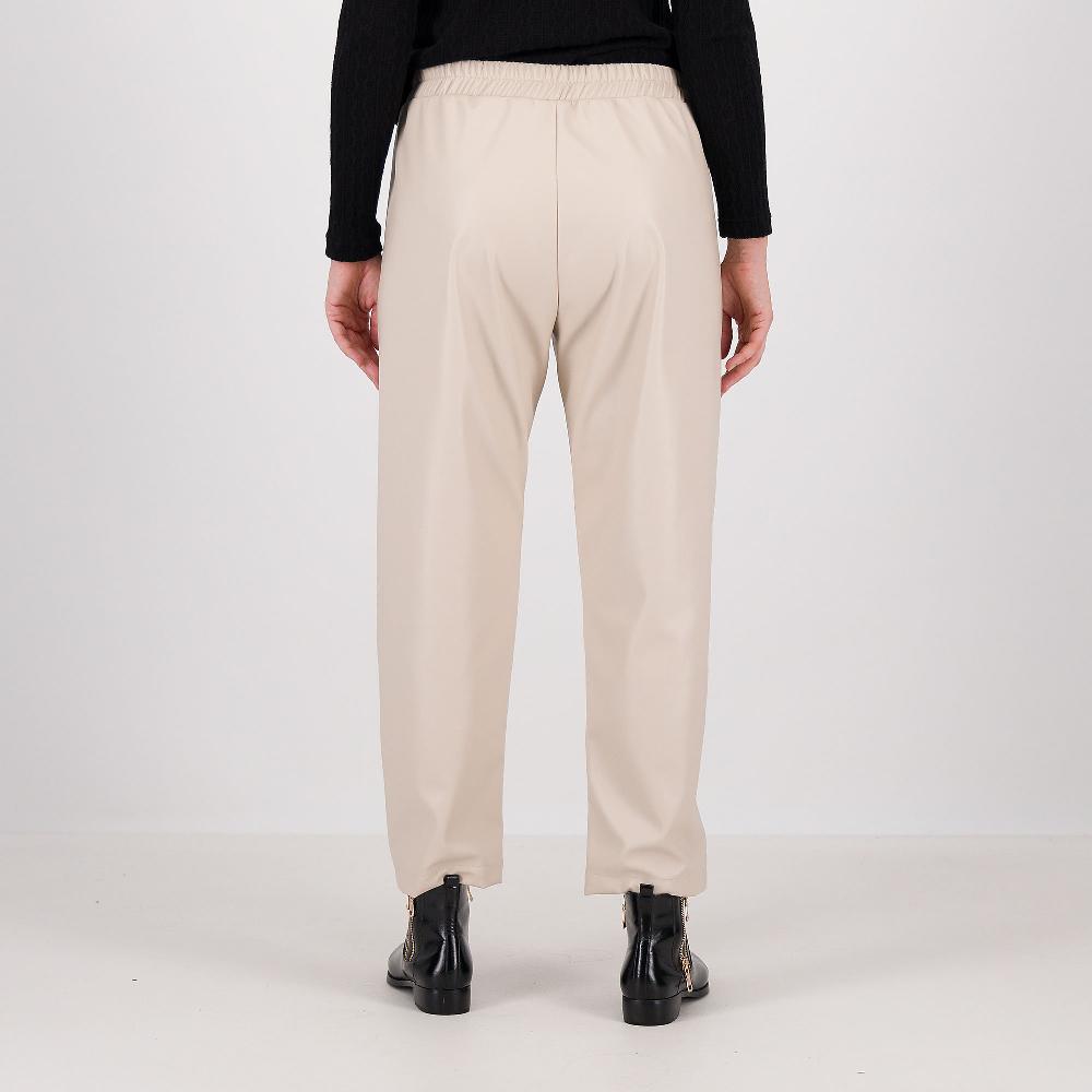 QVC Officina Della Moda Pantaloni A Carota In Tessuto Spalmato Con Elastico In Vita