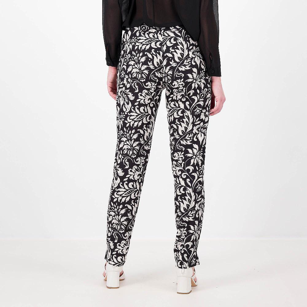 QVC Officina Della Moda Pantaloni A Sigaretta Bi-stretch Fantasia Spacco Al Fondo Made In Italy