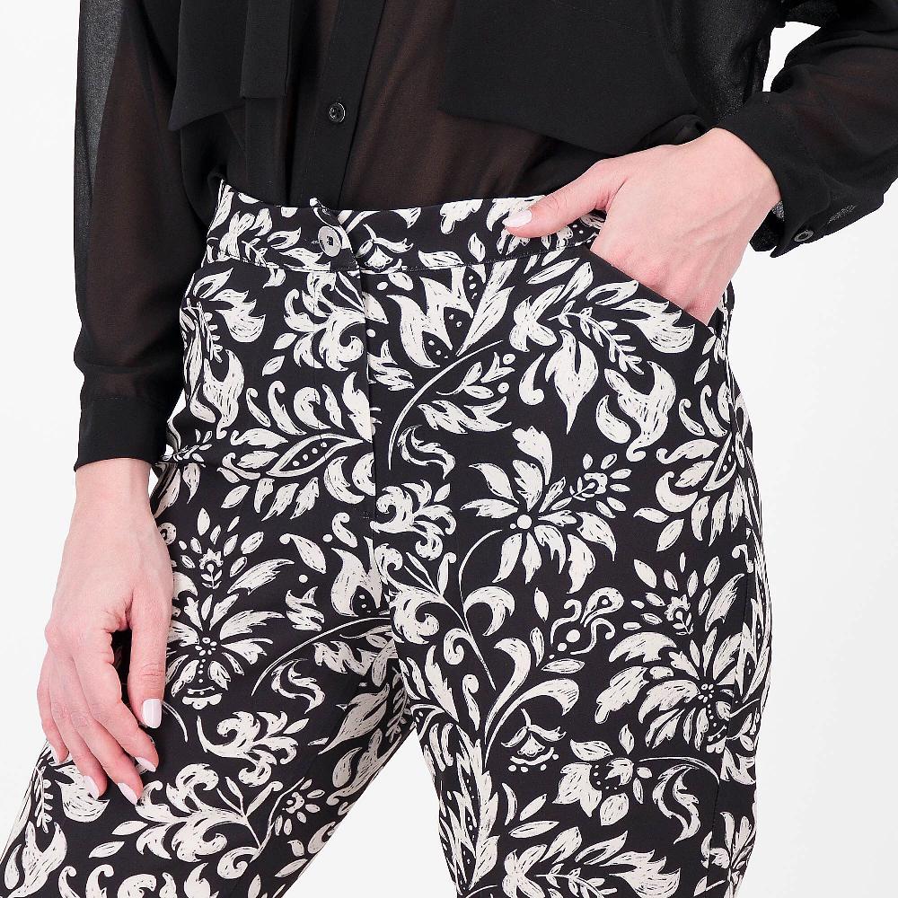 QVC Officina Della Moda Pantaloni A Sigaretta Bi-stretch Fantasia Spacco Al Fondo Made In Italy