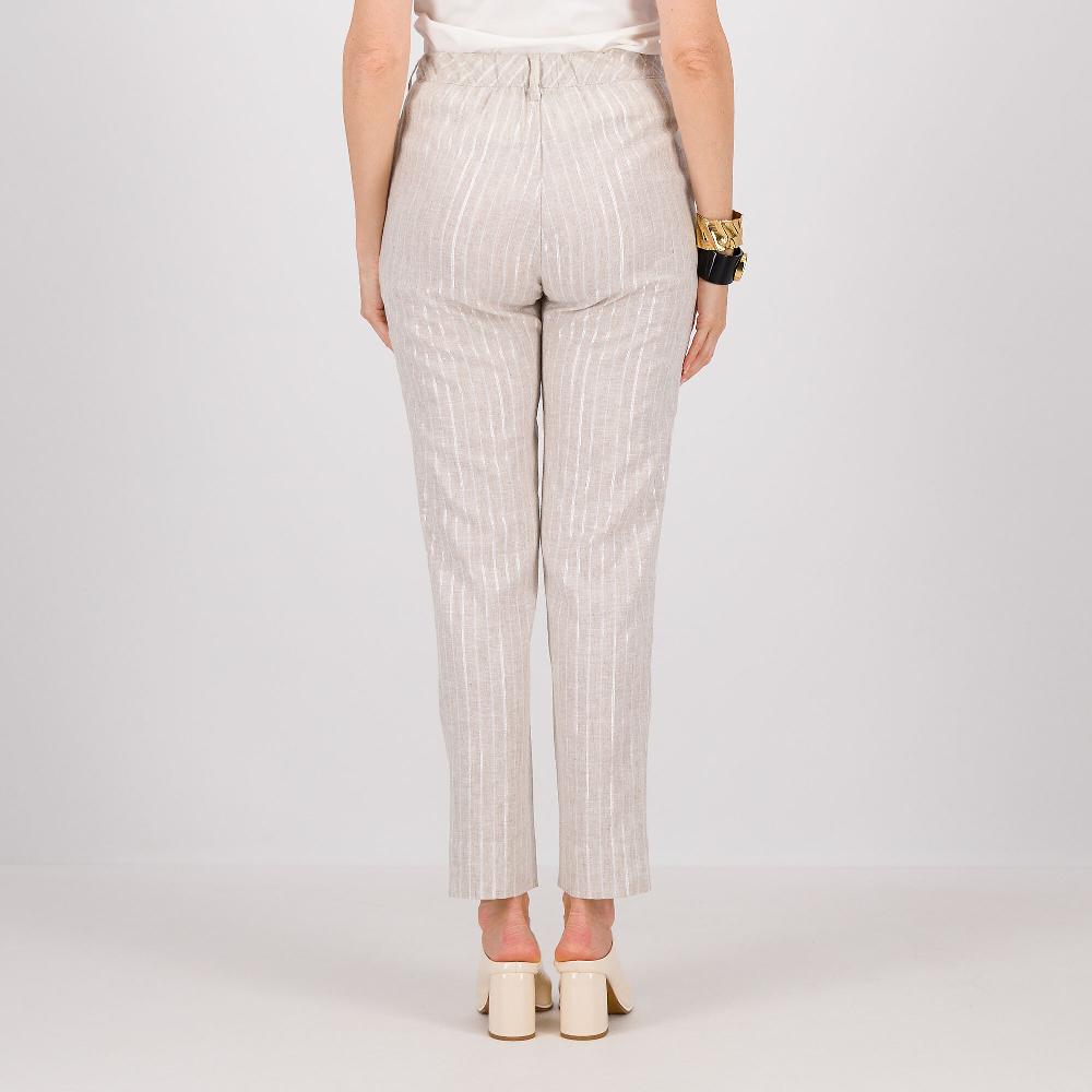 QVC Officina Della Moda Pantaloni A Sigaretta In Lino E Viscosa Con Lamé