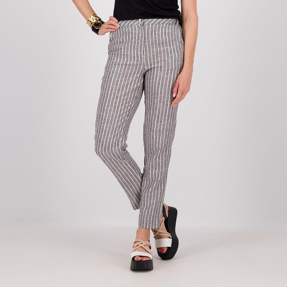 QVC Officina della Moda Pantaloni a sigaretta in lino e viscosa con lamé