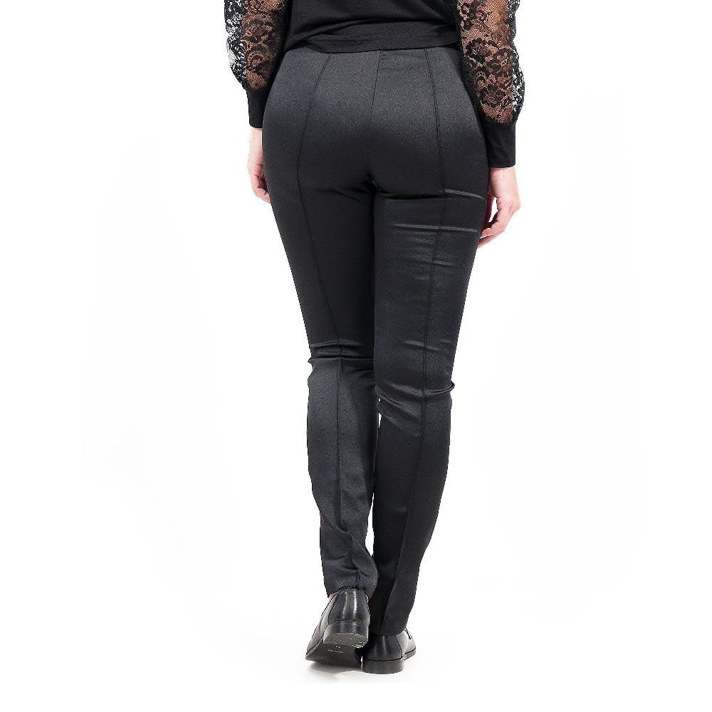 QVC Officina Della Moda Pantaloni A Sigaretta In Raso Misto Cotone Nervatura Centrale Made In Italy