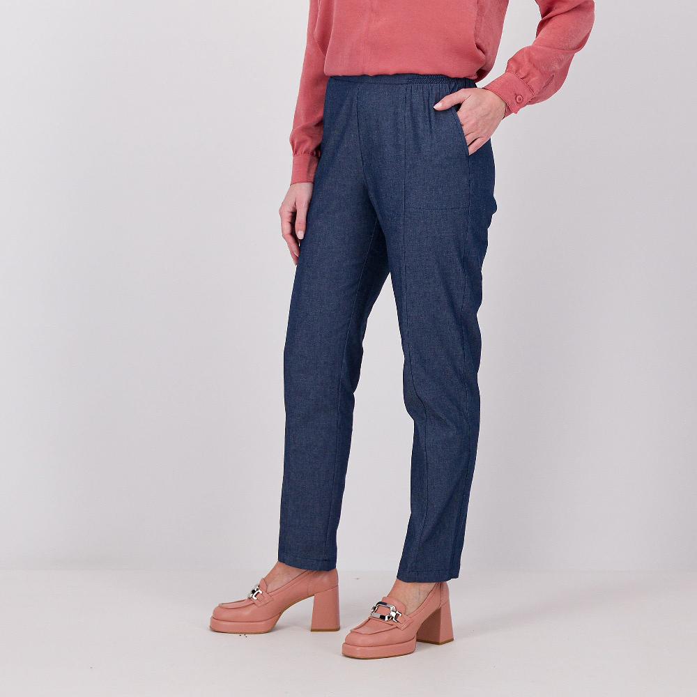 QVC Officina della Moda Pantaloni a sigaretta in tessuto effetto jeans