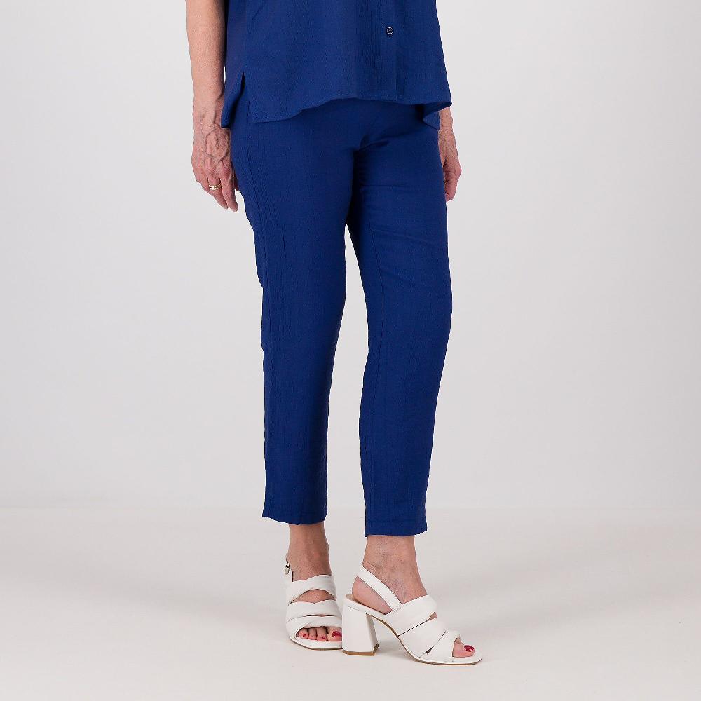 QVC Officina della Moda Pantaloni a sigaretta Tessuto misto viscosa Effetto corteccia Made in Italy