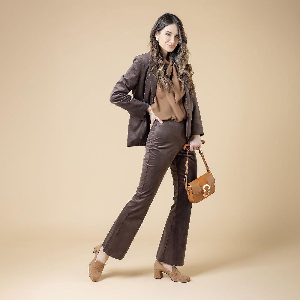 QVC Officina della Moda Pantaloni a zampa in velluto anche Petite