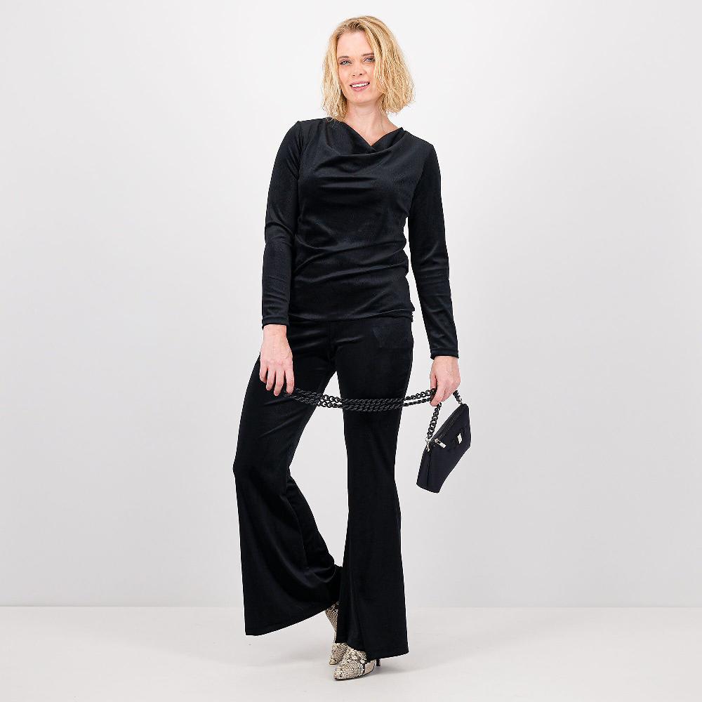 QVC Officina Della Moda Pantaloni A Zampetta In Jersey Di Velluto