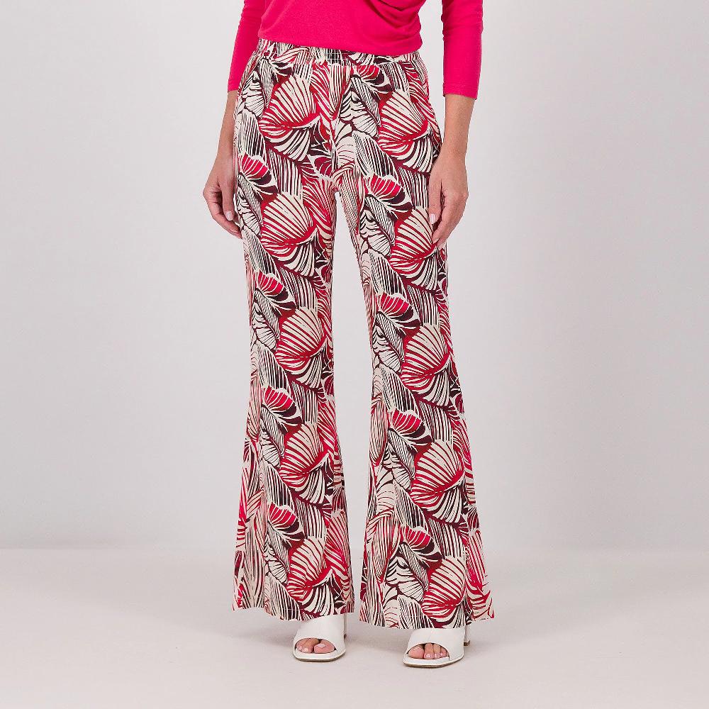 QVC Officina della Moda Pantaloni a zampetta in viscosa fantasia