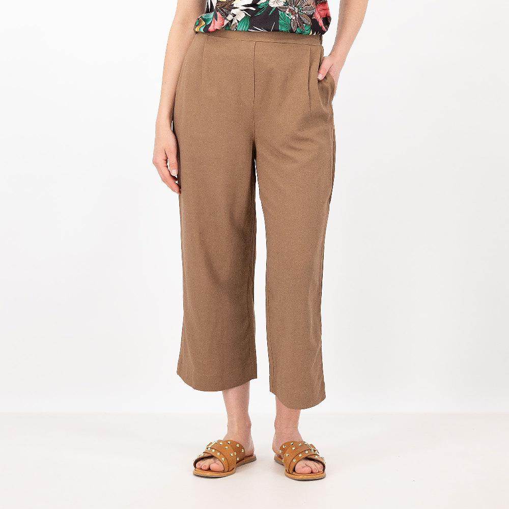 QVC Officina della Moda Pantaloni cropped in lino e viscosa