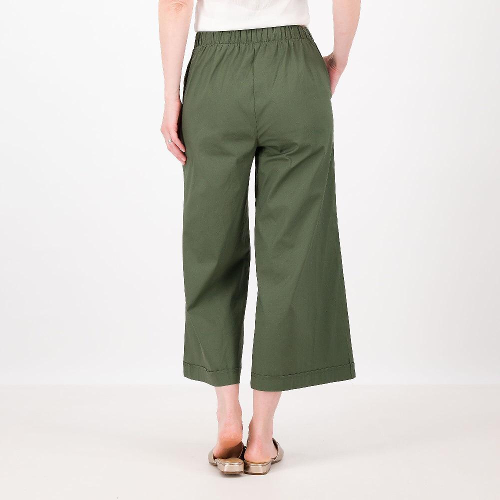 QVC Officina Della Moda Pantaloni Cropped Tela Cotone Stretch Tasche Alla Francese Made In Italy