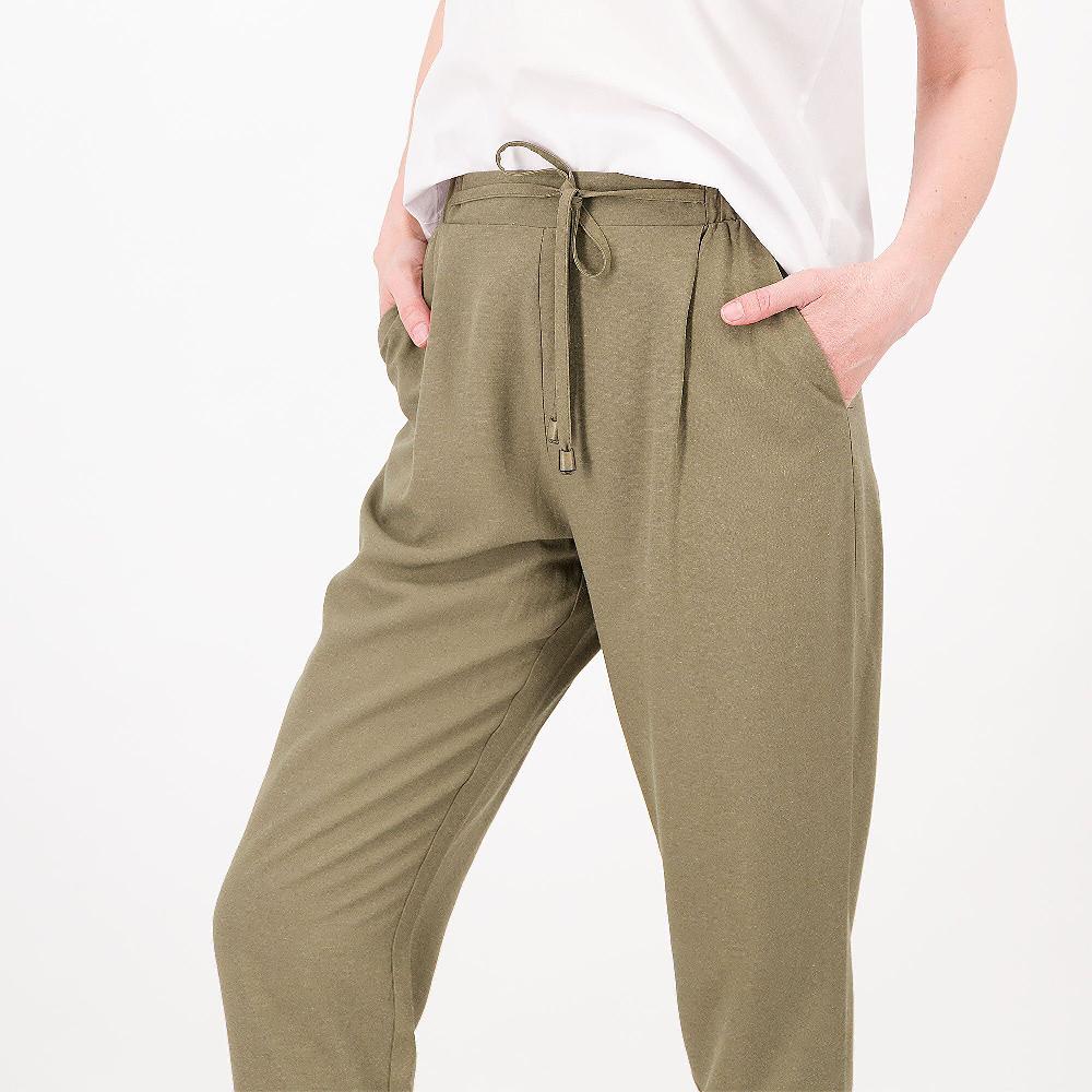 QVC Officina Della Moda Pantaloni In Misto Viscosa E Lino Risvolto Al Fondo Made In Italy