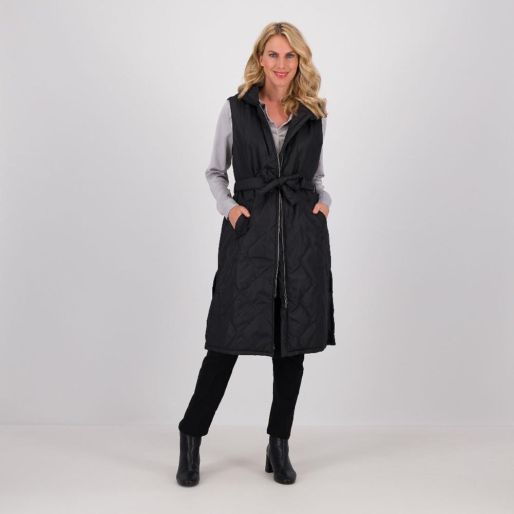 QVC Officina Della Moda Piumino Smanicato In Tessuto Trapuntato Con Cintura In Vita