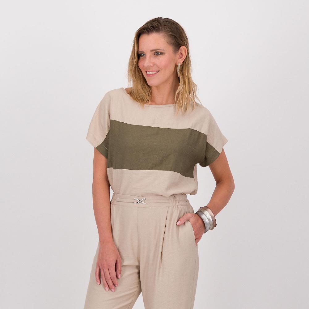 QVC Officina della Moda T-Shirt color block con spacchetti