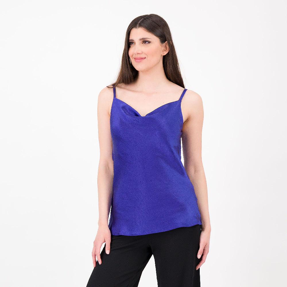 QVC Officina della Moda Top scollo morbido Raso misto viscosa Spalline sottili Made in Italy