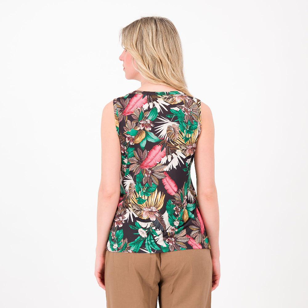 QVC Officina Della Moda Top Scollo Tondo Jersey Fantasia Spalla Largha Made In Italy