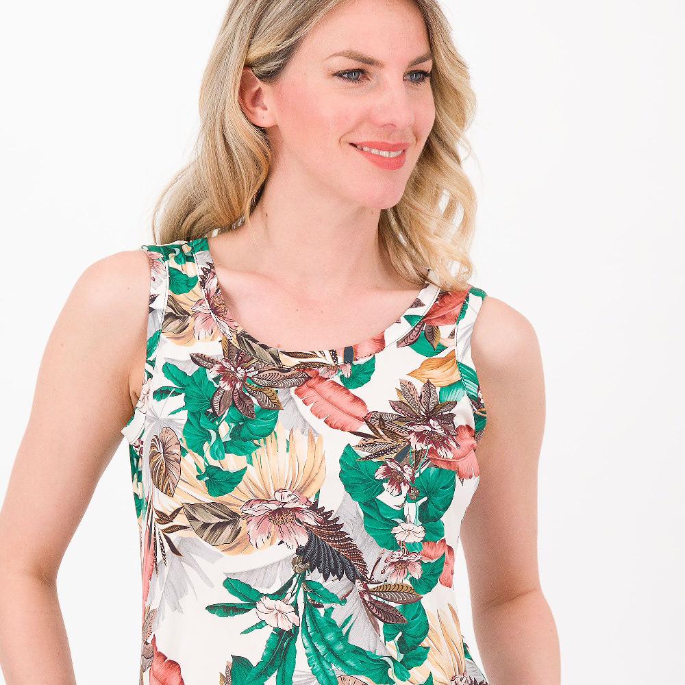 QVC Officina Della Moda Top Scollo Tondo Jersey Fantasia Spalla Largha Made In Italy