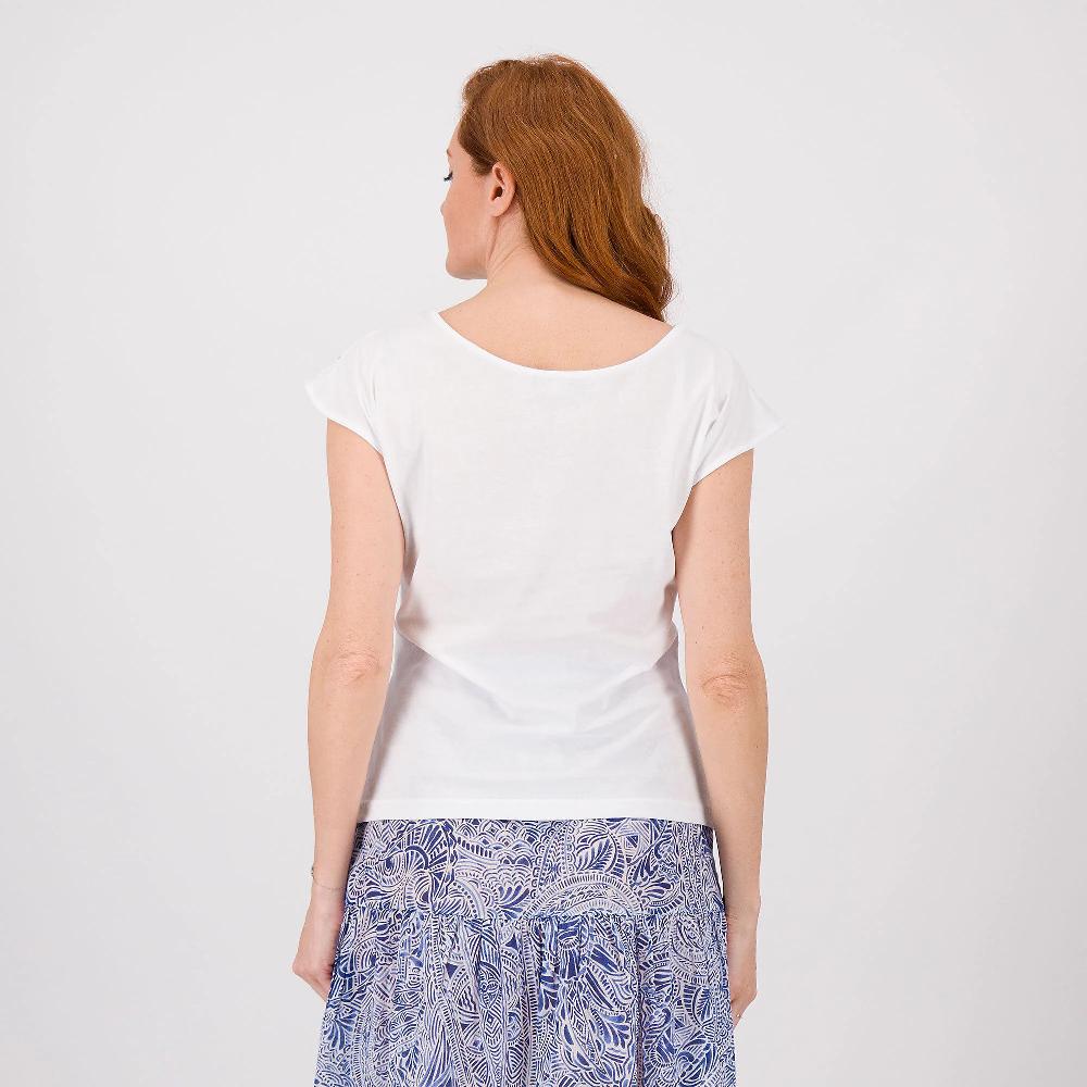 QVC Officina Della Moda Top Smanicato Davanti In Mussola Con Ricamo E Paillettes