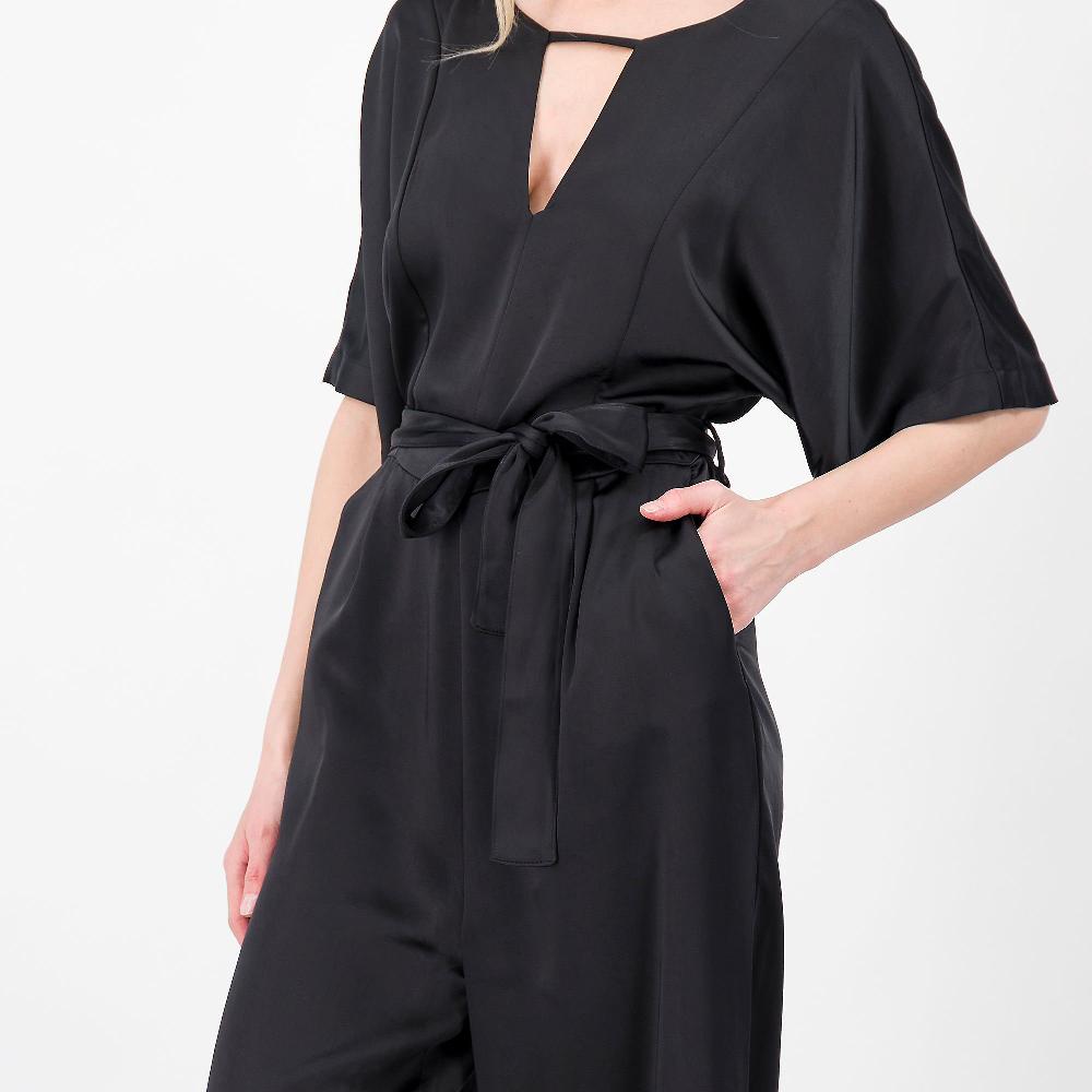 QVC Officina Della Moda Tuta In Raso Misto Viscosa Con Cintura Manica Corta Kimono Made In Italy
