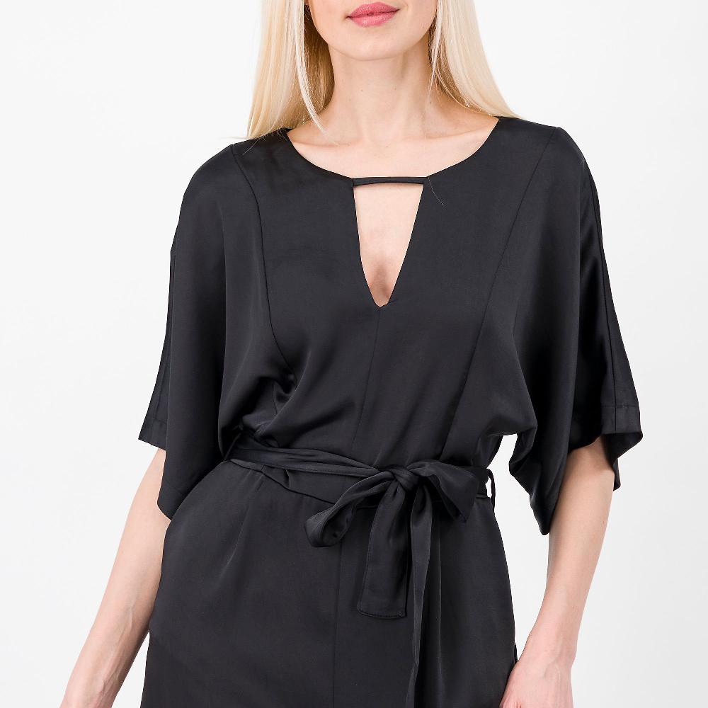 QVC Officina Della Moda Tuta In Raso Misto Viscosa Con Cintura Manica Corta Kimono Made In Italy