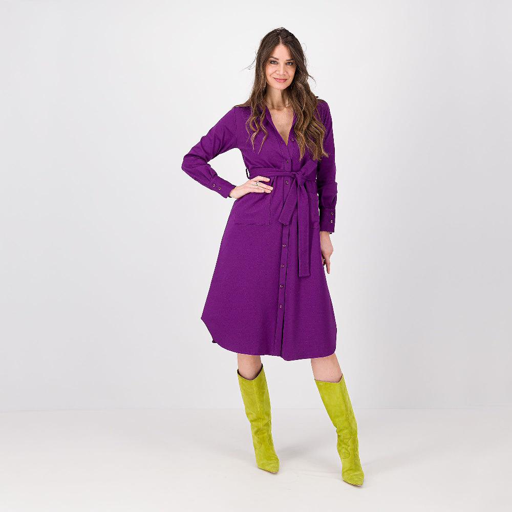 QVC Olly Doo Abito chemisier in punto Milano con dettagli fantasia