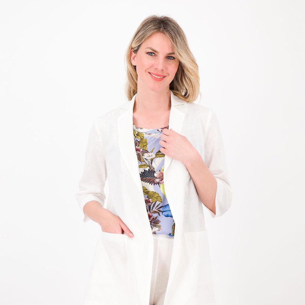 QVC Olly Doo Blazer In Lino E Viscosa Con Collo Revers