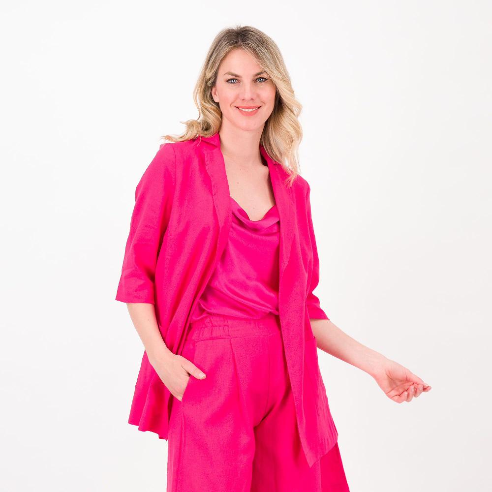 QVC Olly Doo Blazer in lino e viscosa con collo revers