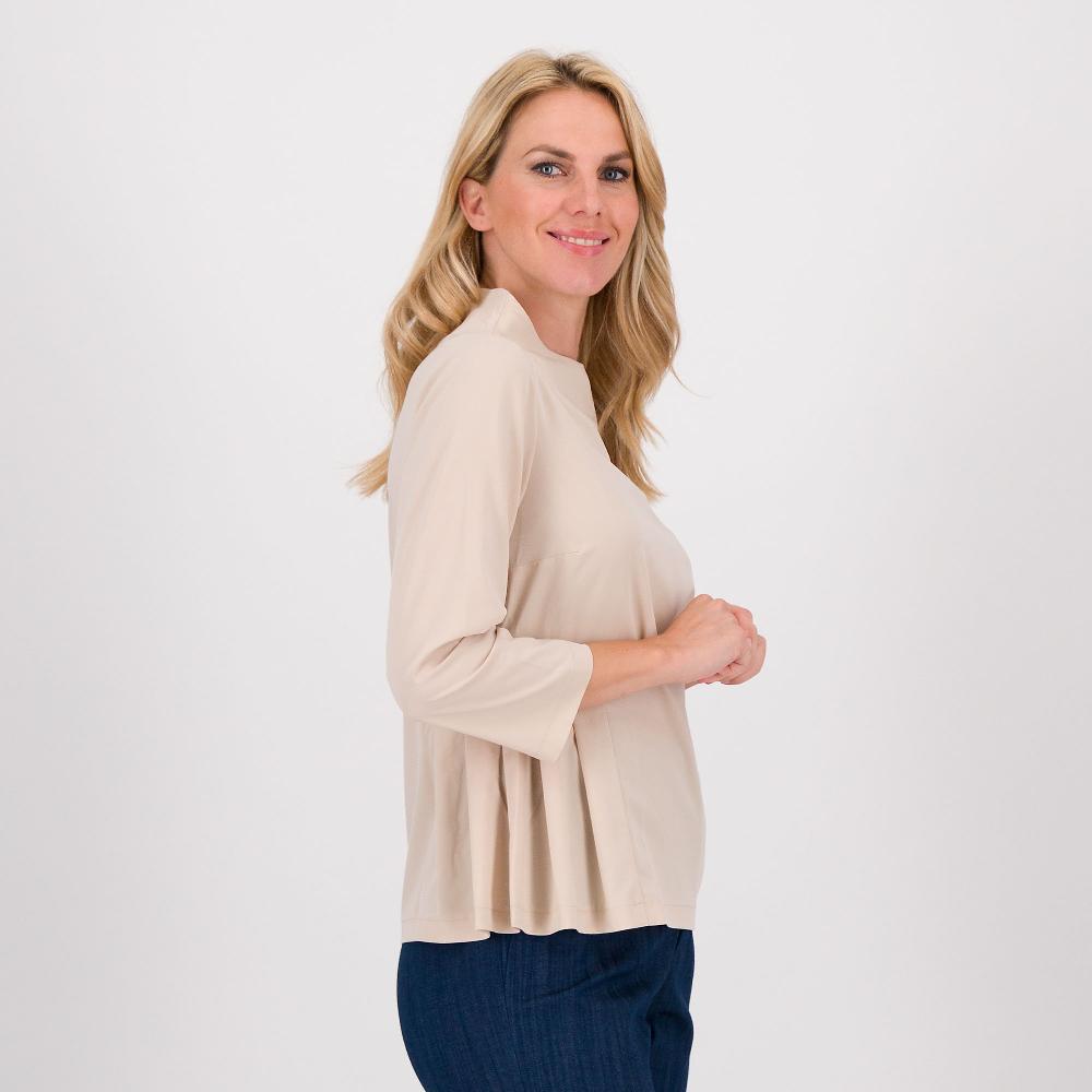 QVC Olly Doo Blusa con collo a cratere in tessuto con modal