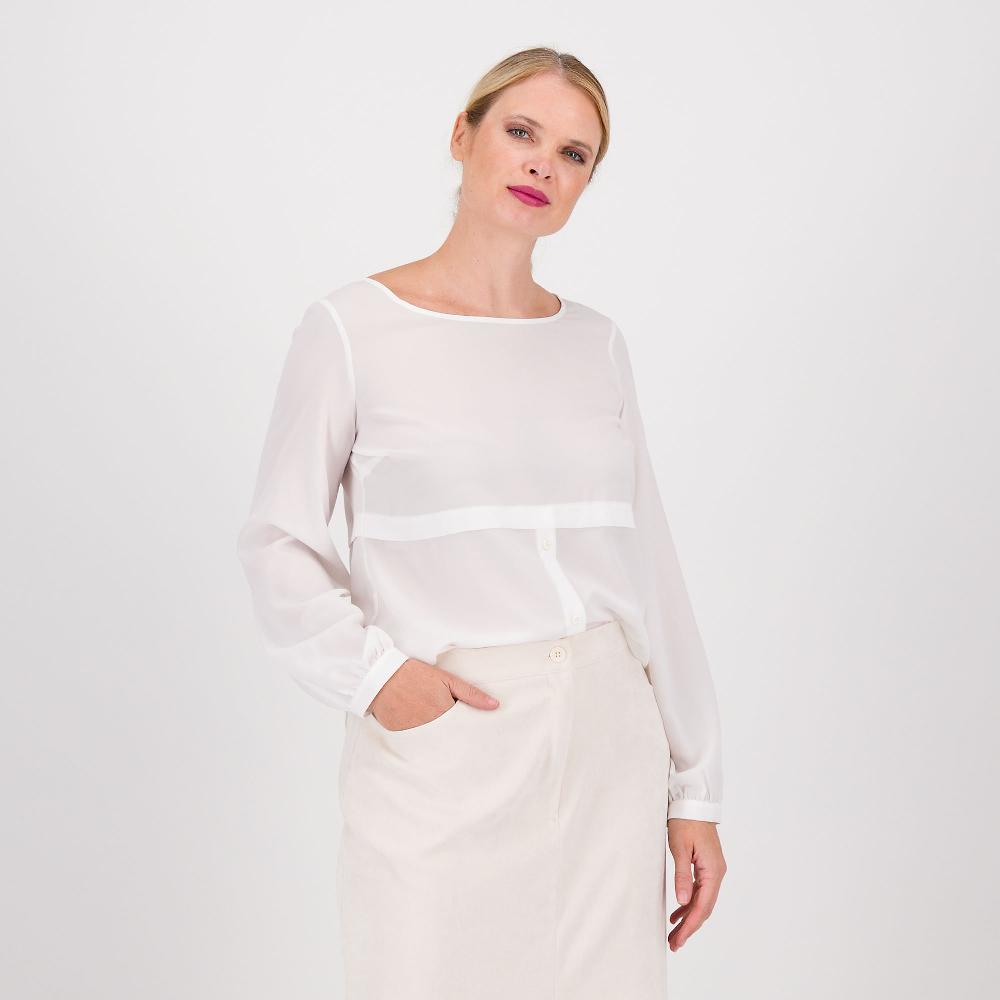 QVC Olly Doo Blusa in crêpe de chine effetto capo sovrapposto