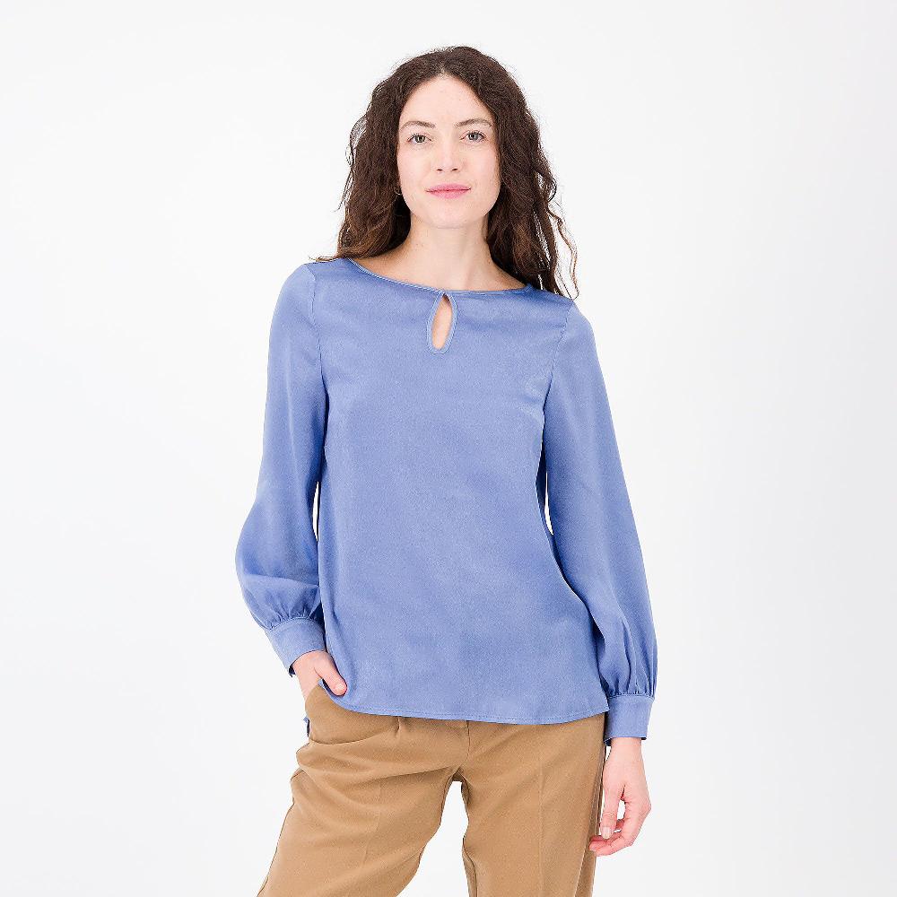 QVC Olly Doo Blusa in raso effetto vellutato a manica lunga